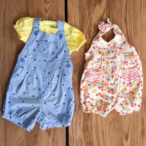 NWOT 2 Baby girl rompers 6-9mo
